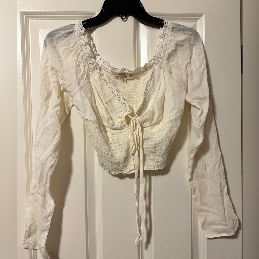 NWOT Pacsun Brand La Hearts Cream Soft Gauze Shirt w/Lace-Detail Size Small